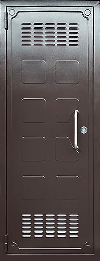 Внешняя сторона Техническая дверь с выдавленным рисунком и решетками
